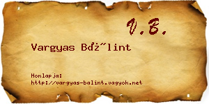 Vargyas Bálint névjegykártya